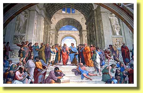 �C�^���A�̎�s���[�}�̃��@�e�B�J�����p�فE�����ق̒��̏����̊Ԃɂ��郉�t�@�G���̊G��u�A�e�l�̊w���v